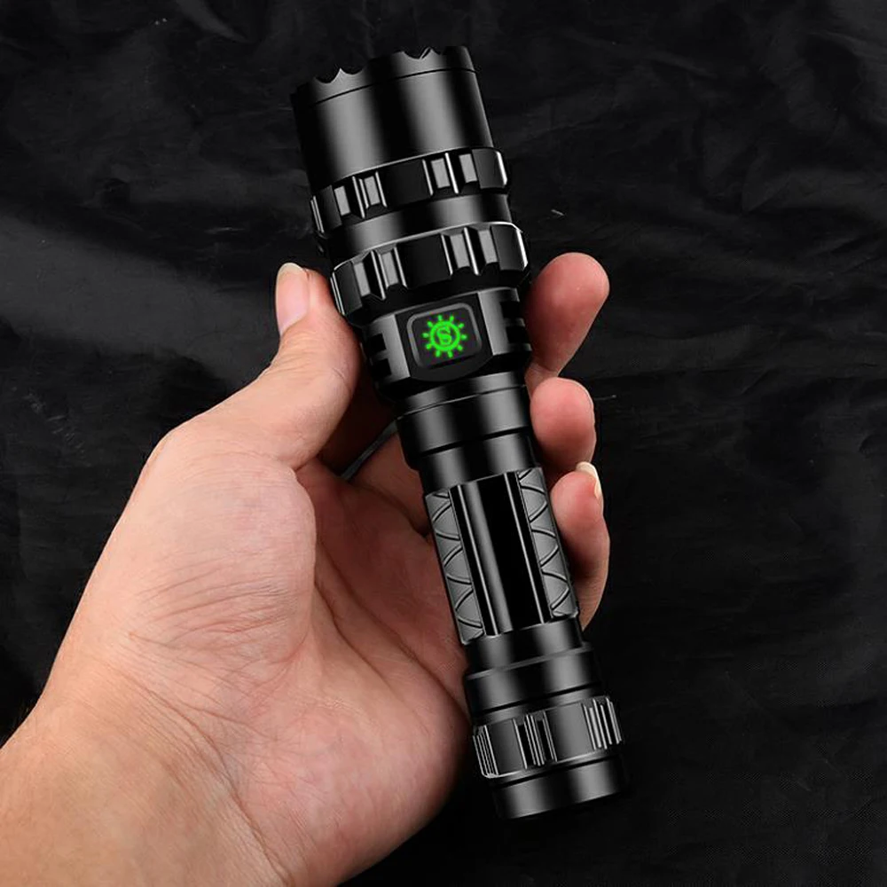 White/Green/Red Tactical Flashlight 5 Modes USB Rechargeabl Flashlight with Pressure Switch Mount Hunting Torch Rifle Gun