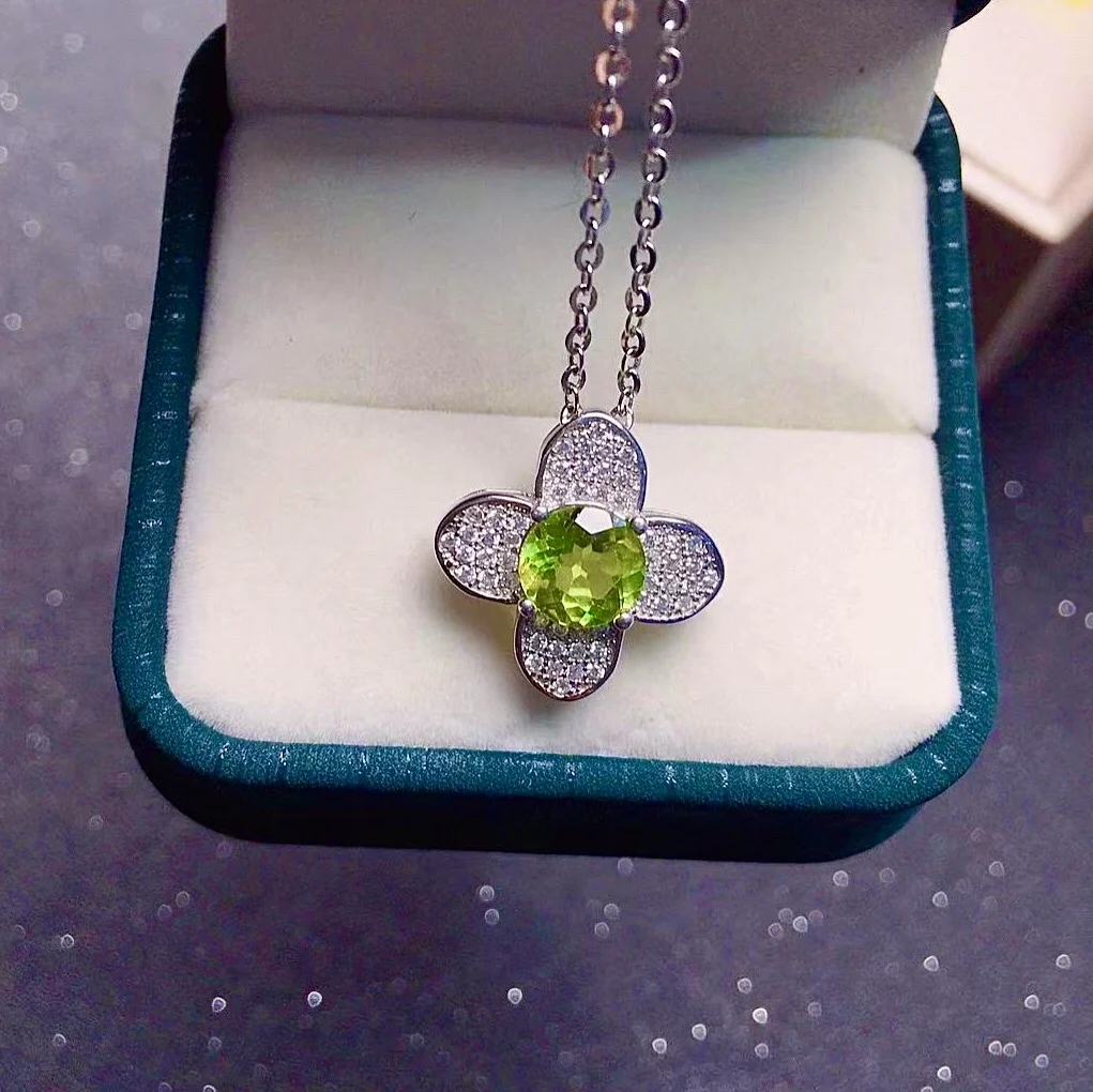 

Fashion Peridot Necklace Pendant for Daily Wear 7mm VVS Grade Natural Peridot Necklace Pendant 925 Silver Peridot Jewelry