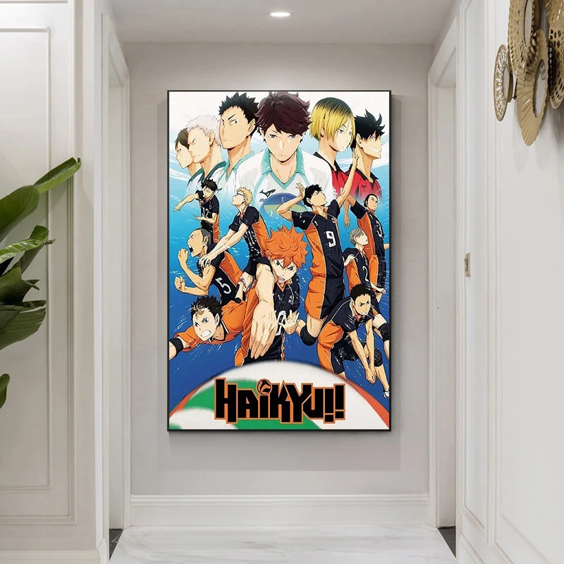 

2021 Hot Japan Anime Haikyuu!! Volleyball Boy Cartoon Silk Poster Modular Painting Anime Posters Wall Decoration