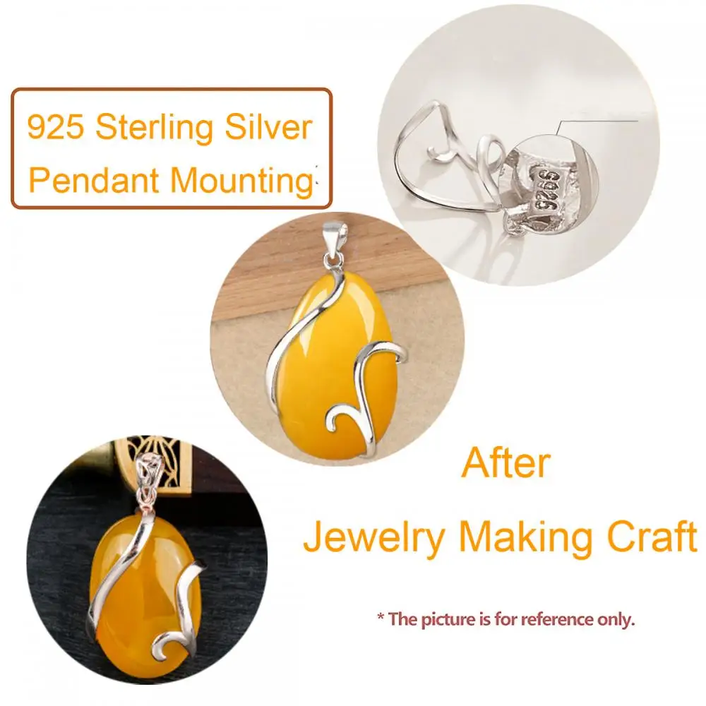 925 Sterling Silver Pendant Blank fit 24X33mm Oval Cabochon Pendant Setting Jewelry Findings DIY Jewelry Craft