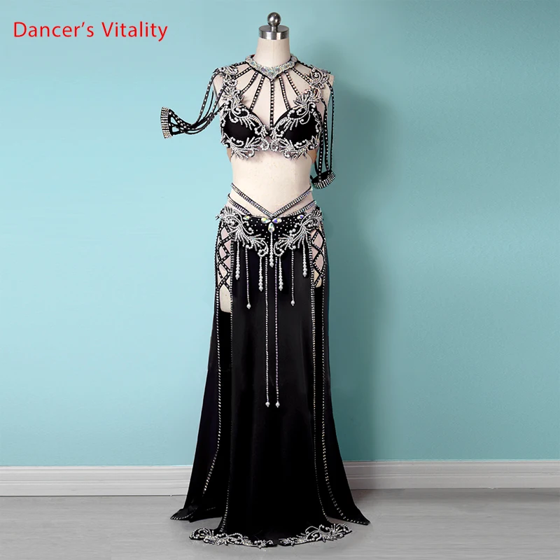 

Belly Dance Suit Diamond-Studded Bra Split Long Skirt Performance Clothing High-end Custom Woman Child Competition Clothes Set