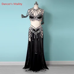 Belly Dance Suit Diamond-Studded Bra Split Long Skirt Performance Clothing High-end Custom Woman Child Competition Clothes Set