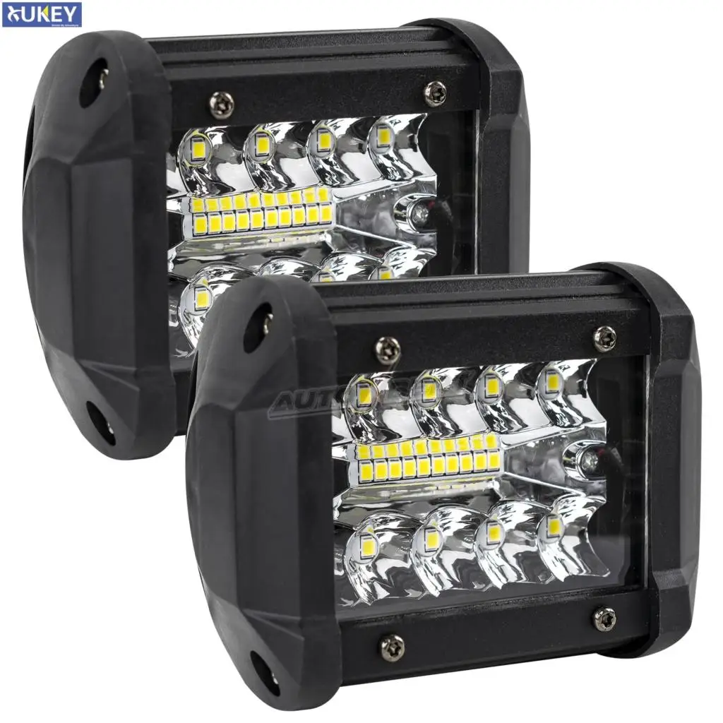 Pair 4inch 60W 20LED Waterproof Work Light LED Bar Spot Flood Beam Work Lamp Driving Offroad Boat Car Tractor Truck UTV 12V 24V