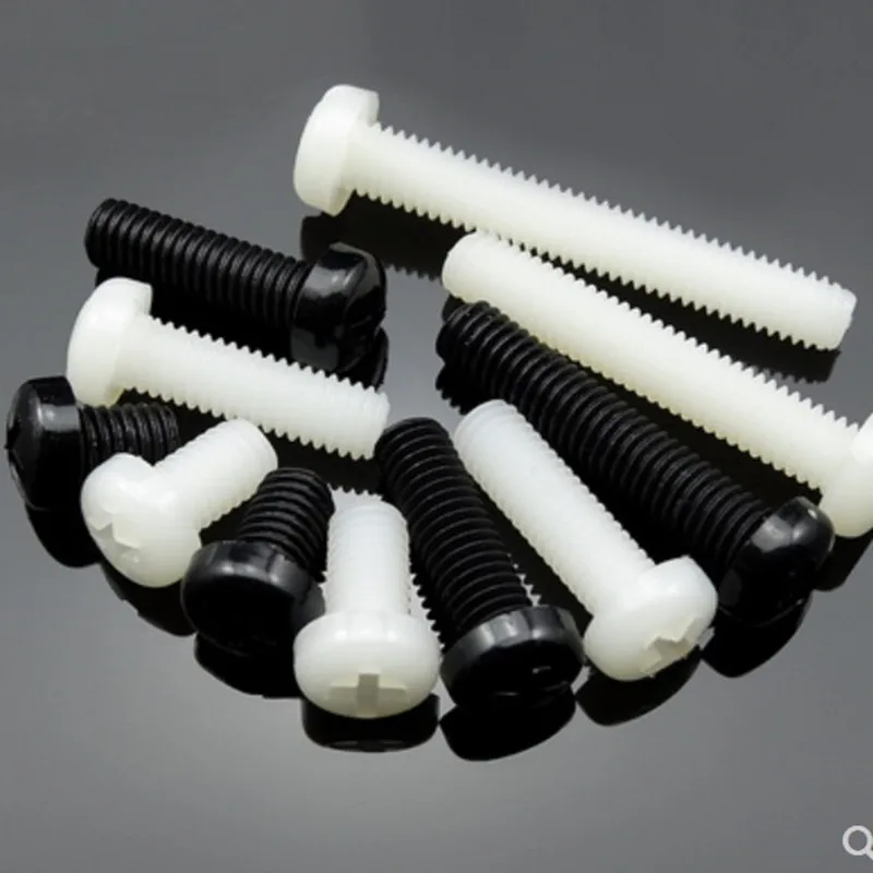 20-100pcs nylon screw M2 m2.5 m3 m4 m5 m6 m8 white  black Nylon Plastic insulation Phillips Cross Recessed round pan Head  Screw