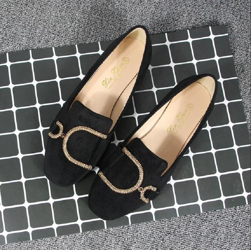 New 2023 Spring Ladies Shoes Square Toe Metal Buckle Flat Shoes shallow mouth woman Ballet Flats Big size-41-44