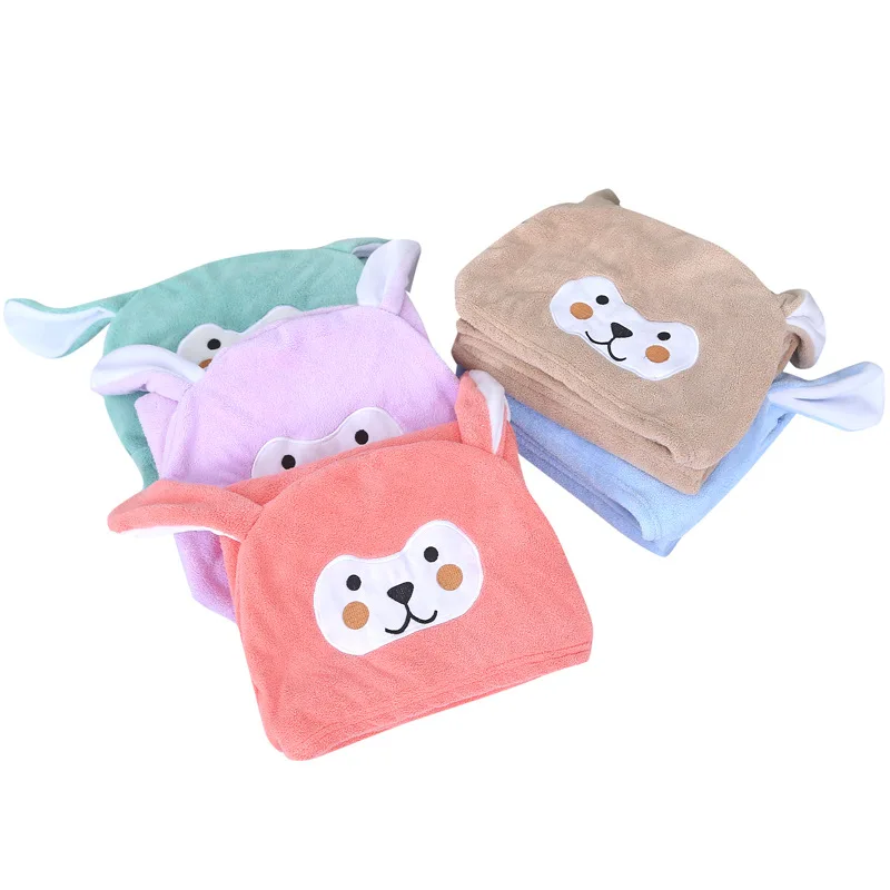 Baby Newborn Bath Towel Hooded Coral Fleece Water-absorbing Bathrobe Swaddle Bathe Towels Bathing Soft Blanket Cartoon Animals