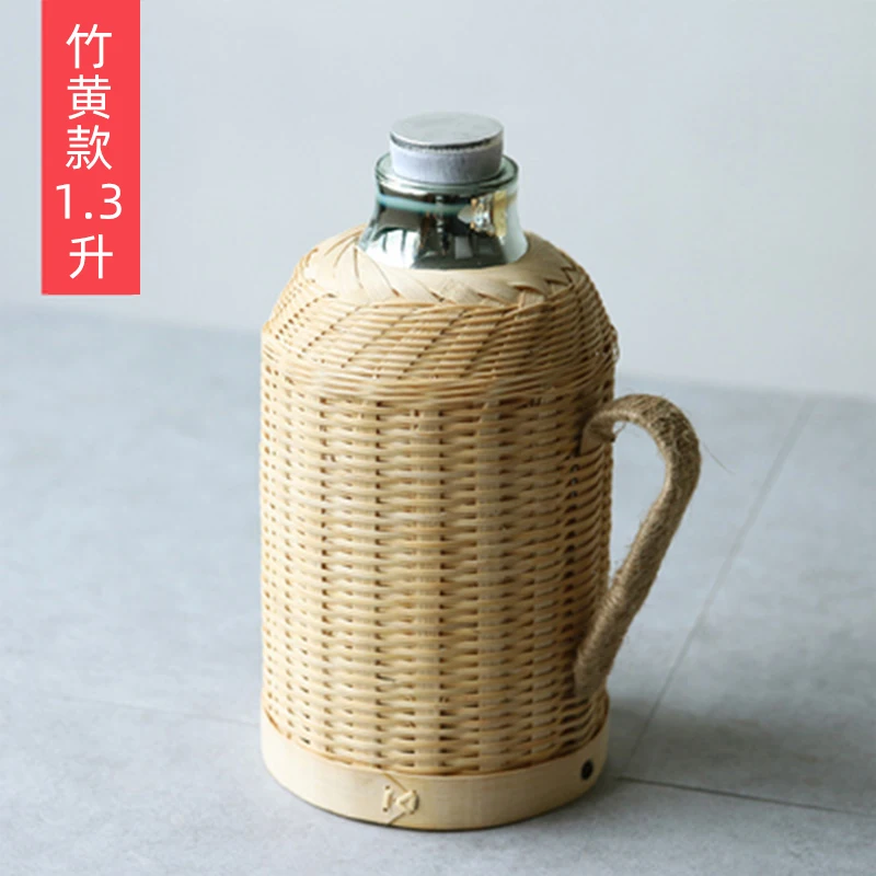 Kettle Household Handmade Bamboo Traditional Wooden Plug Kettle Tea Room Office Thermos Glass Liner Kettle