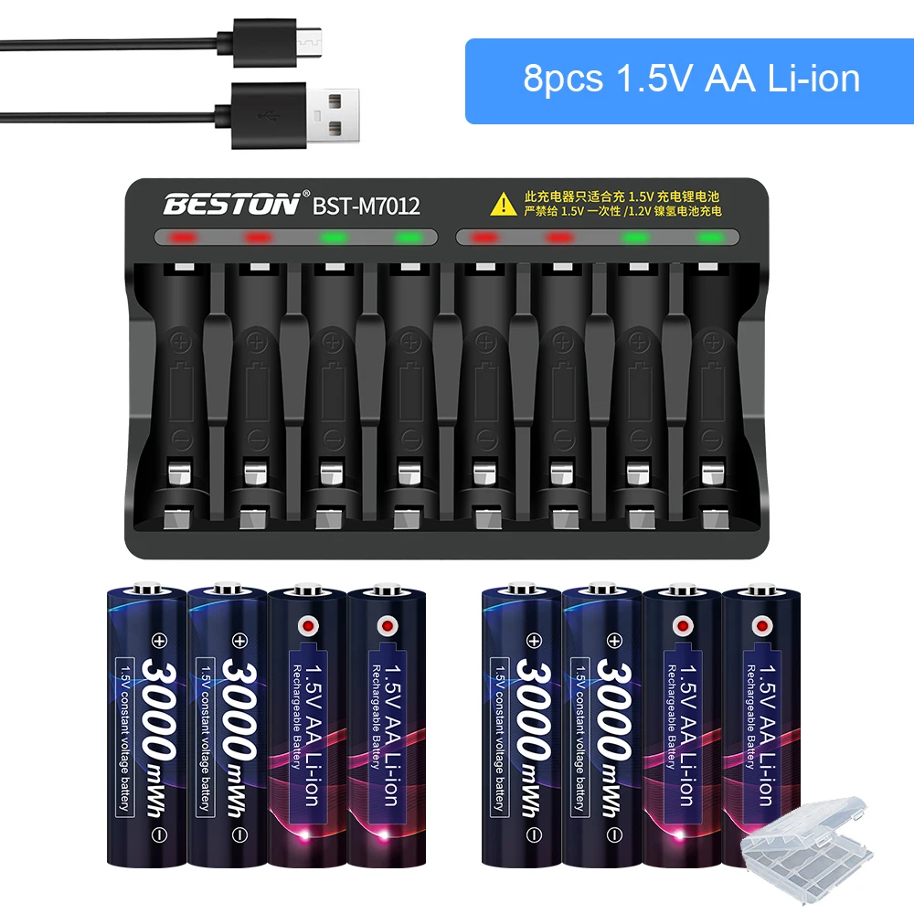 

1.5v AA Lithium Rechargeable Battery 3000mWh AA 1.5V Lithiuum Li-ion Rechargeable Battery for Camera Flashlight Battery AA 1.5V