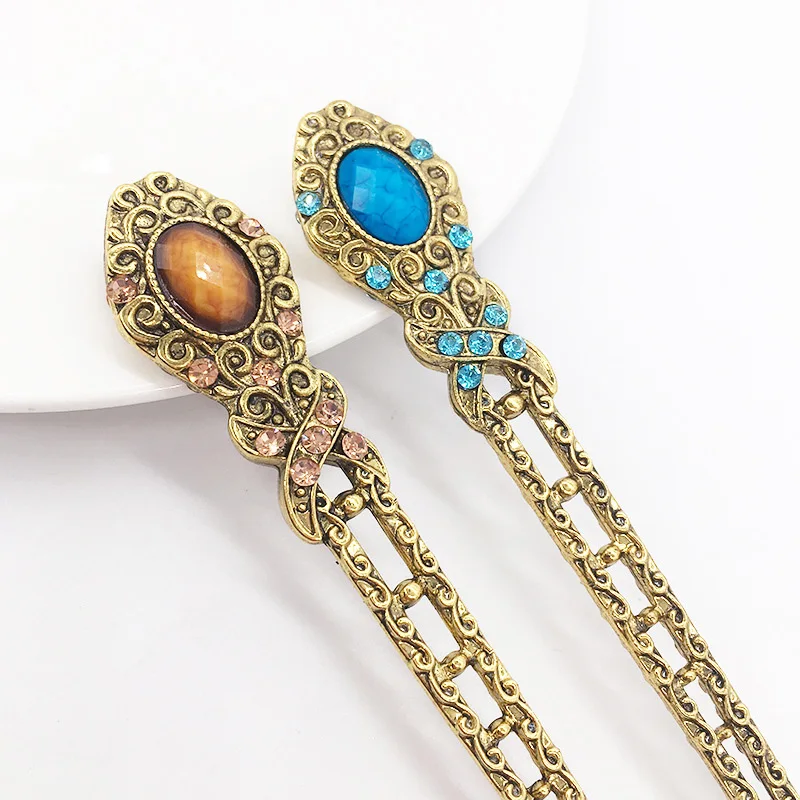 1 قطعة الكريستال معدن الشعر عصا Vintage دبوس الشعر بسيطة اكسسوارات Vintage دبوس الشعر للنساء مأدبة الشعر مجوهرات