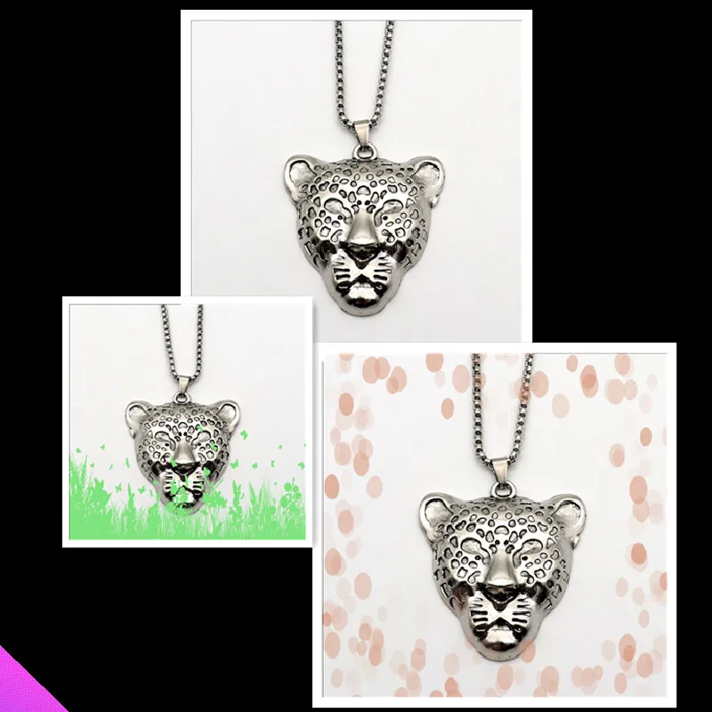 Wholesale 10 Leopard Pendant Necklaces 3D Animal Die Casting Alloy Hip Hop Retro European and American Ladies Men's  Jewelry