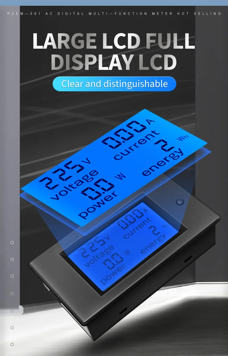 Peacefair AC Einphasiges Digitales Wattmeter Power Energy Kwh Tester Amperemeter 220V Homekit PZEM-061 mit Spule CT Kostenloser Versand – Detail 6