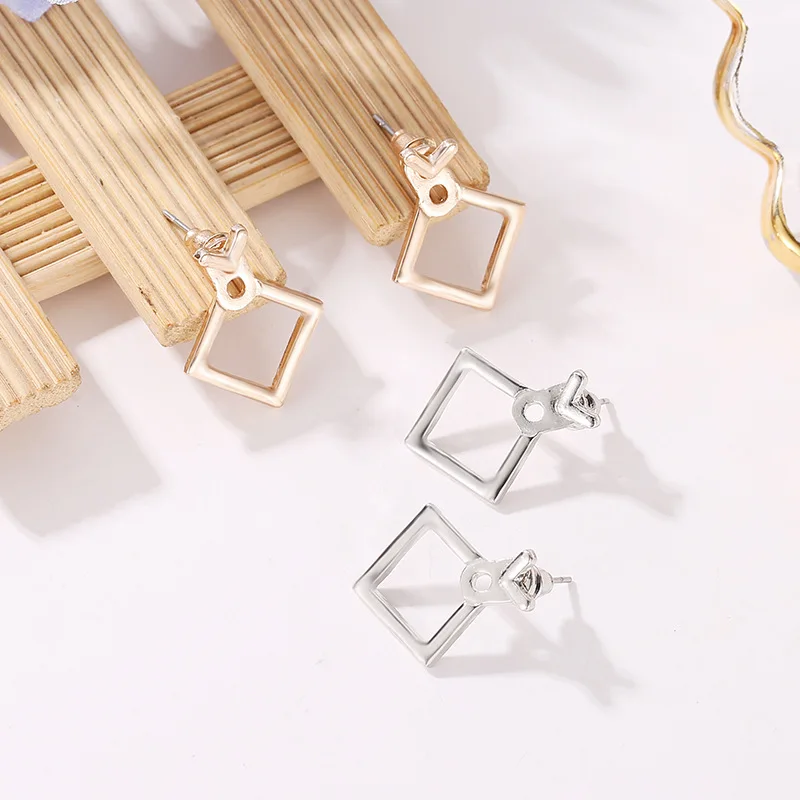 2019 Oorbellen Wholesale Korean Trendy Cute Earrings Jewellery Geometric Square V Word Stud Earrings For Women Fashion Jewelry
