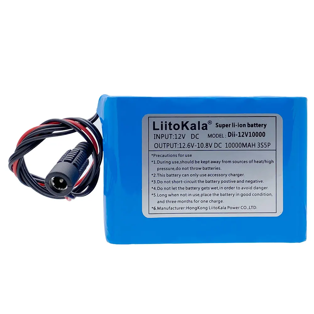 Large capacity  100% Original LiitoKala 18650 12V 10000mAh 18650 rechargeable lithium batteries for CCTV camera