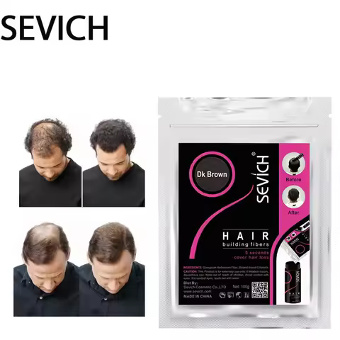 Sevich 10 Color Hair Fibers Keratin Hair Loss Building Fiber 25g/100g Hair Loss Concealer Instant Wig Regrowth Powders Black