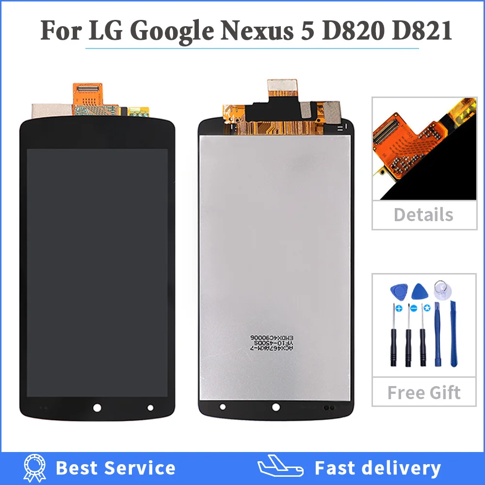 OEM lcd For LG Google Nexus 5 D820 D821 LCD Display Touch Screen with Frame Digitizer Assembly Replacement Full lcd with 2 gift