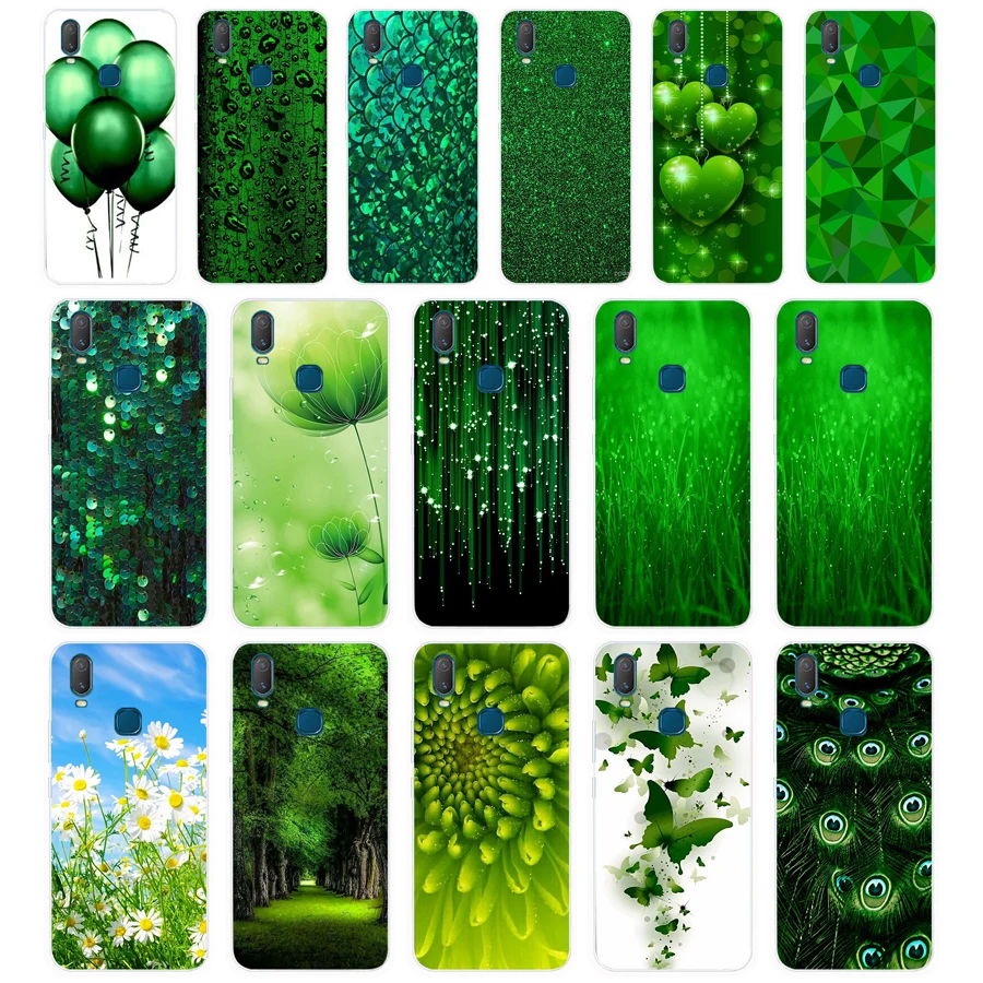 355FG Beautiful Emerald Green glitter gift Soft Silicone Tpu Cover phone Case for VIVO Y3 Y11 Y12 Y15 Y17 Neo Pro Case