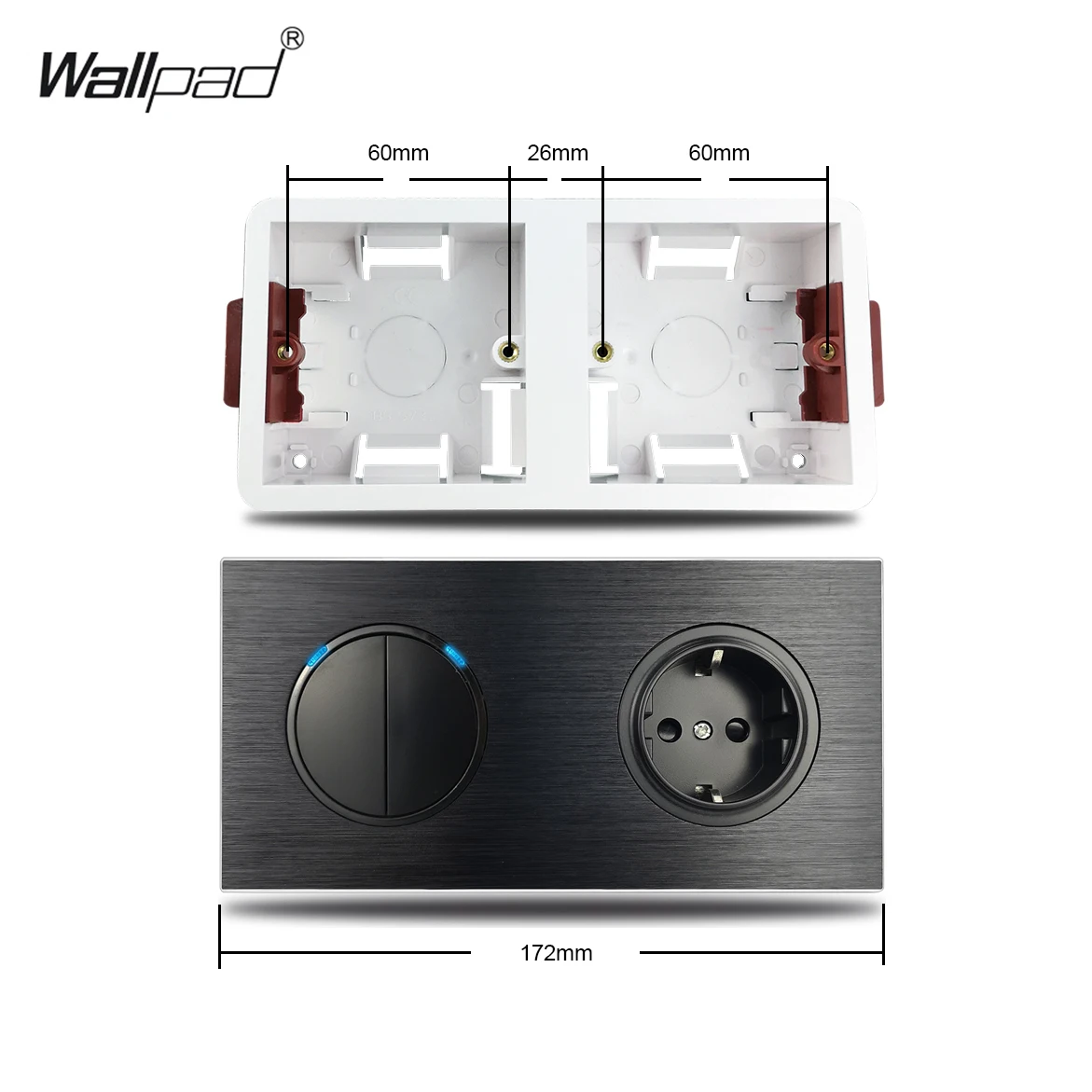 Dry Lining Mounting Box For Gypsum Board Plasterboard For 172x86mm Wall Switch Socket Panel 35mm Depth