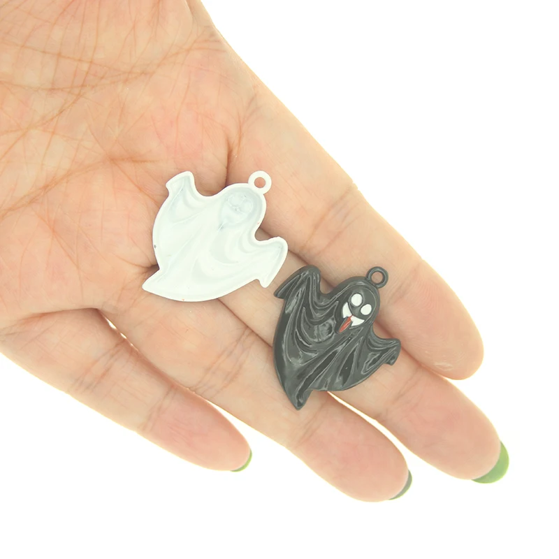 10pcs/lot Halloween Alloy Charms Ghost Specter Spirit Enamel Charms Pendant For Jewelry Making DIY Bracelet Necklace Findings