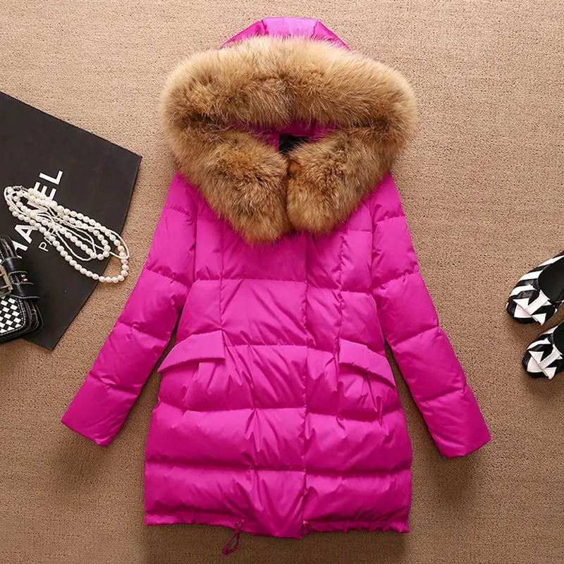 Winter Coat Female 90% White Duck Down Jacket Women Warm Parka Real Fur Hooded Korean Outwear Doudoune Femme LWL1227