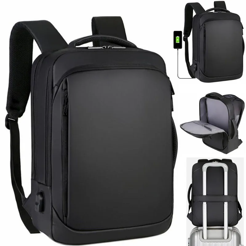 New 2 Colors Backpack For Men Multifunctional Business Notebook Backpack USB Charging Waterproof Film Men\'s Backbag Casual Bags