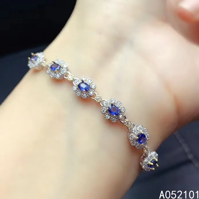 

KJJEAXCMY fine jewelry S925 sterling silver inlaid natural sapphire Girl luxury hand Bracelet Support test Chinese style