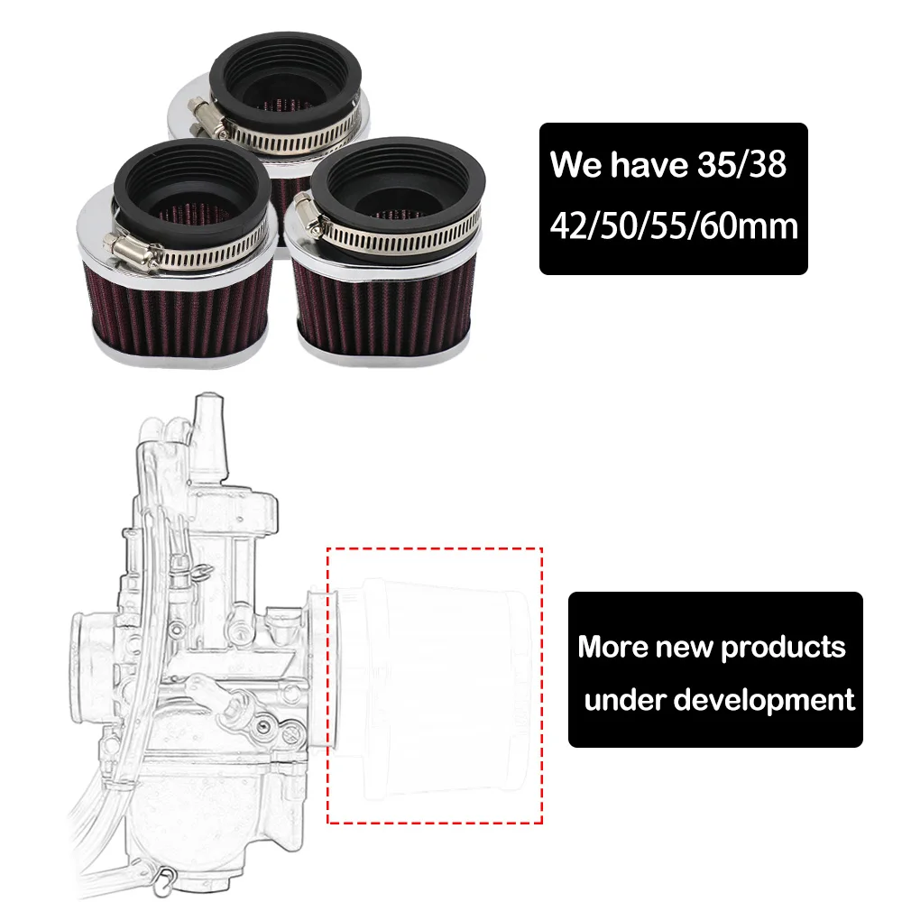 Alconstar Clamp-on Straight Air Intake Filter High Conical Mesh Filter Air Intake Filter Motorcycle Air Filter 38 42 45 50 55 60