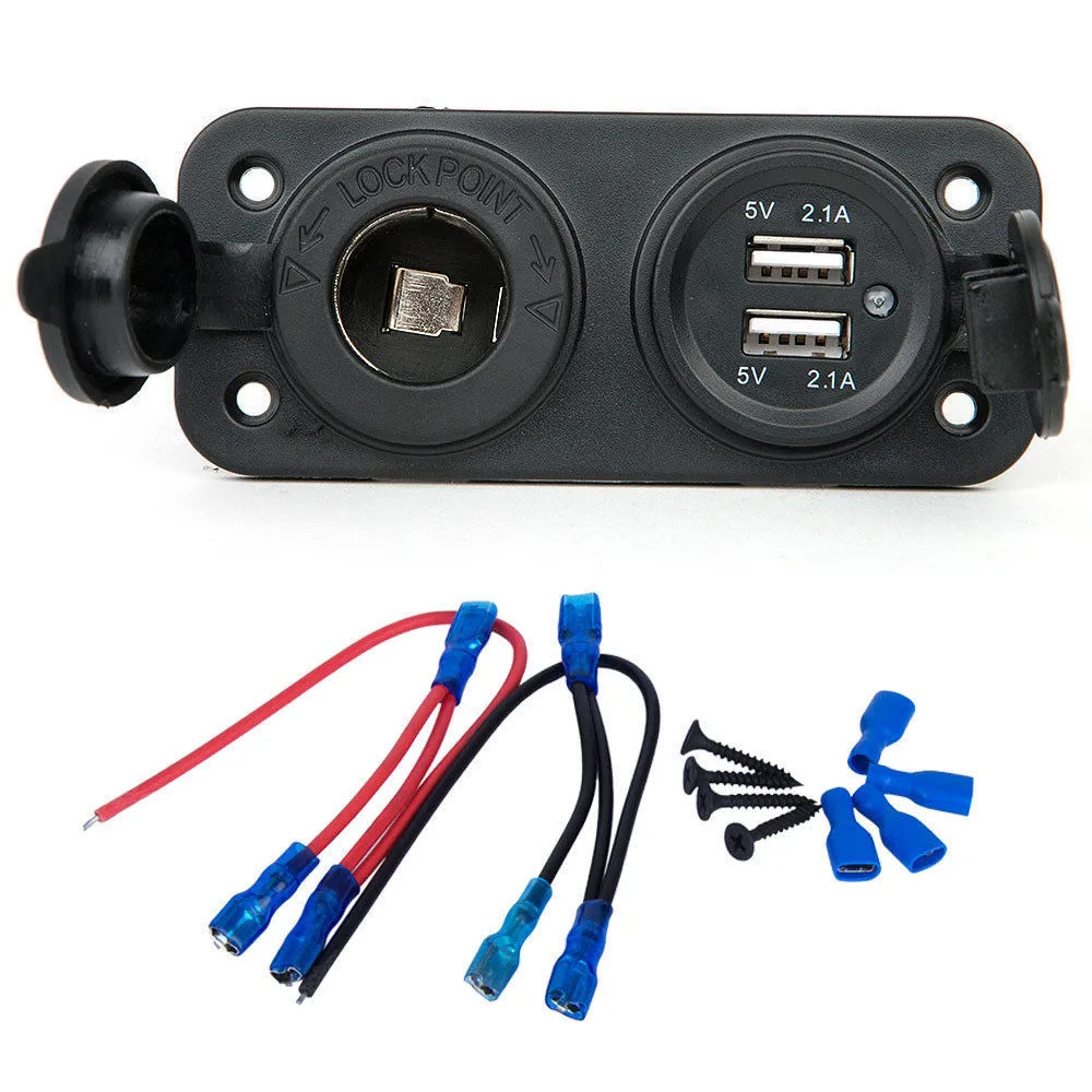 DaierTek 12V Dual USB Car Cigarette Lighter Socket Splitter 12V Charger Power Adapter Outlet Accessories New Arrive