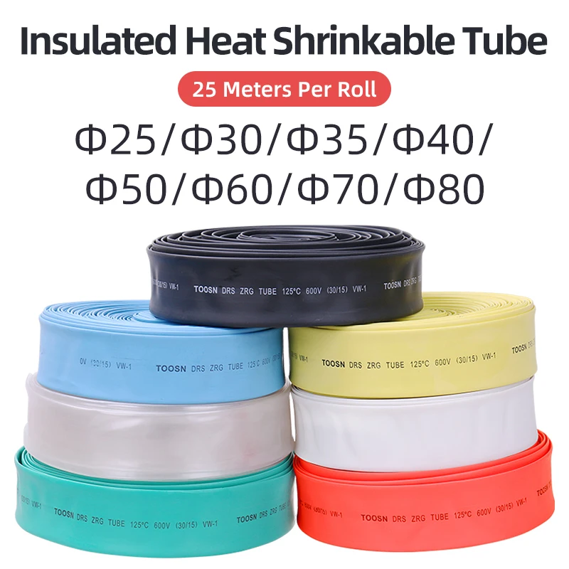 25 Meter 2:1 25MM 30MM 40MM 50MM 60MM 70MM 80MM  Transparent Clear Heat Shrink Tube Shrinkable Tubing Sleeving Wrap Wire Kits