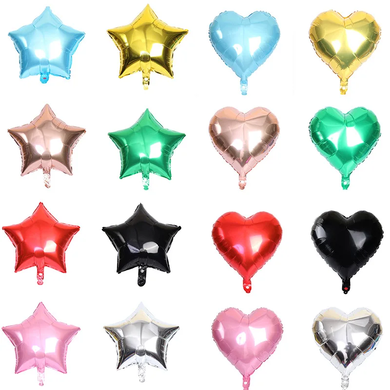 1/5/10pcs Hot 18-inch star and heart aluminum balloon children's birthday party bride and groom wedding decoration foil balloons