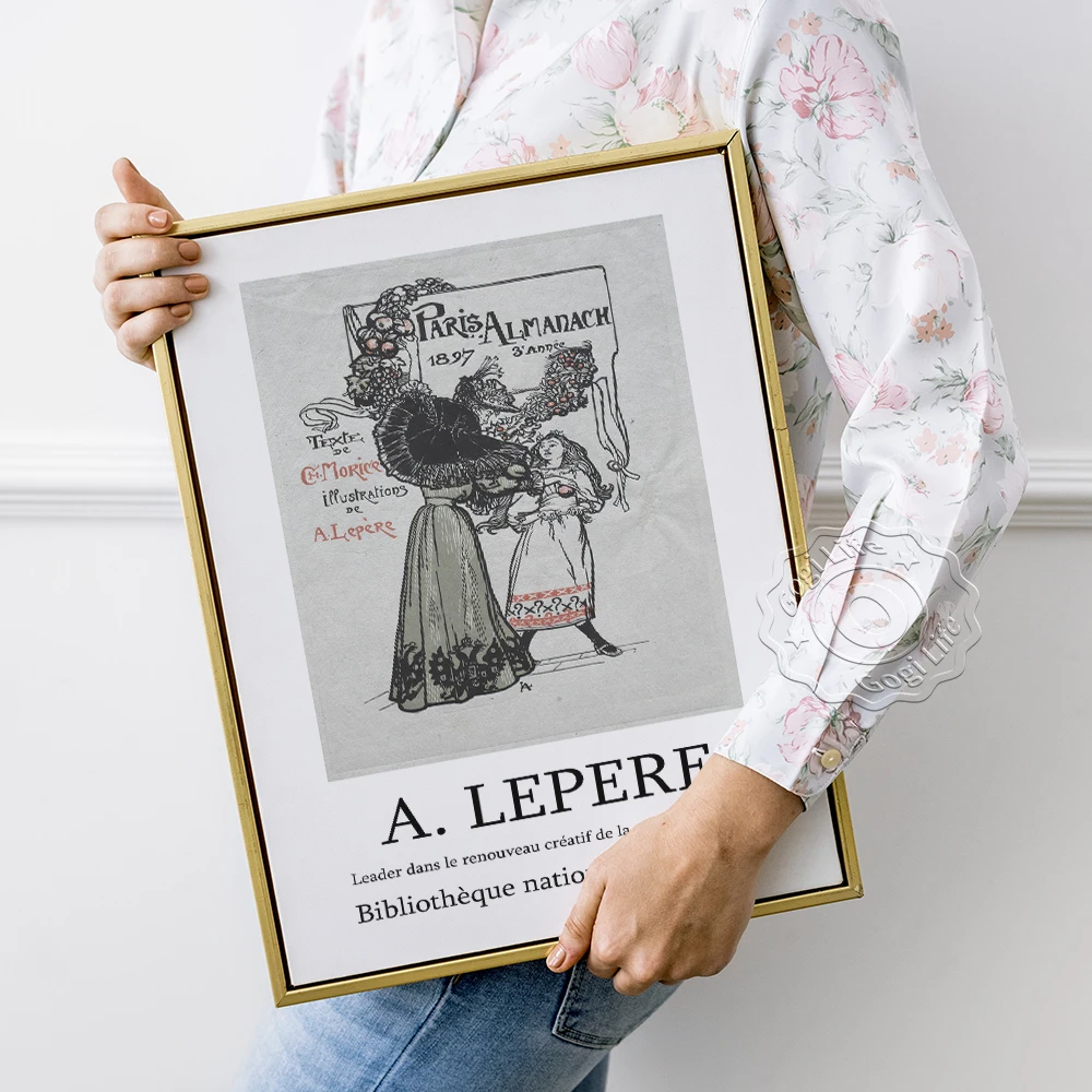 Auguste Louis Lepere Exhibition Museum Poster, Paris Almanach Vintage Illustration Art Prints, Living Rooms Wall Backdrop Decor