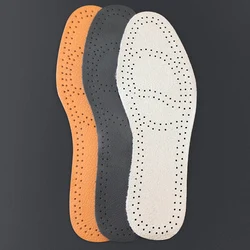 V First Layer Cowhide Leather Insoles, Massage Shock Absorption Deodorant Breathable Insoles, Latex High Elastic Sports Insoles