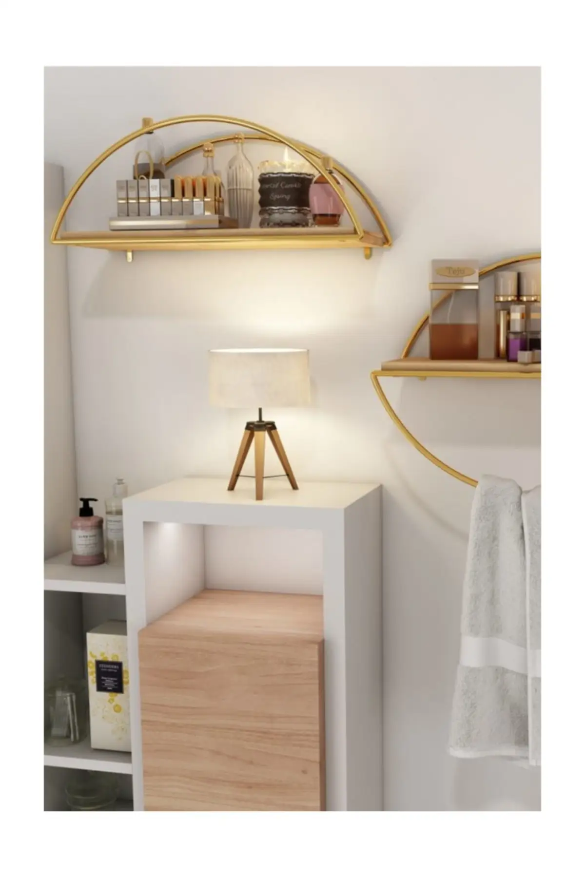 Wall Rack Decorative Kitchen Bathroom Gold Ellipse Bookcase
