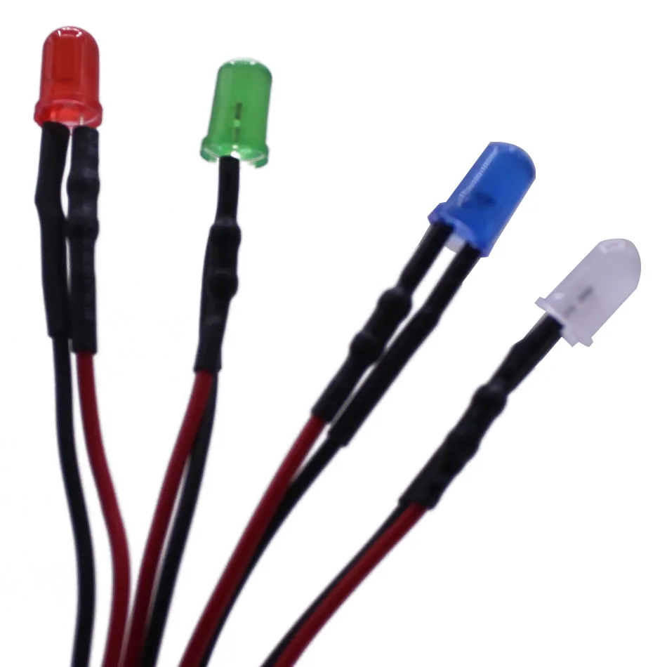 

12V/24V F5mm 2PIN LED light Diffused Frosted Emitting Diode Frosted Round Red Grenn Blue Wihte warm whtie 20cm Cable Pre-Wired