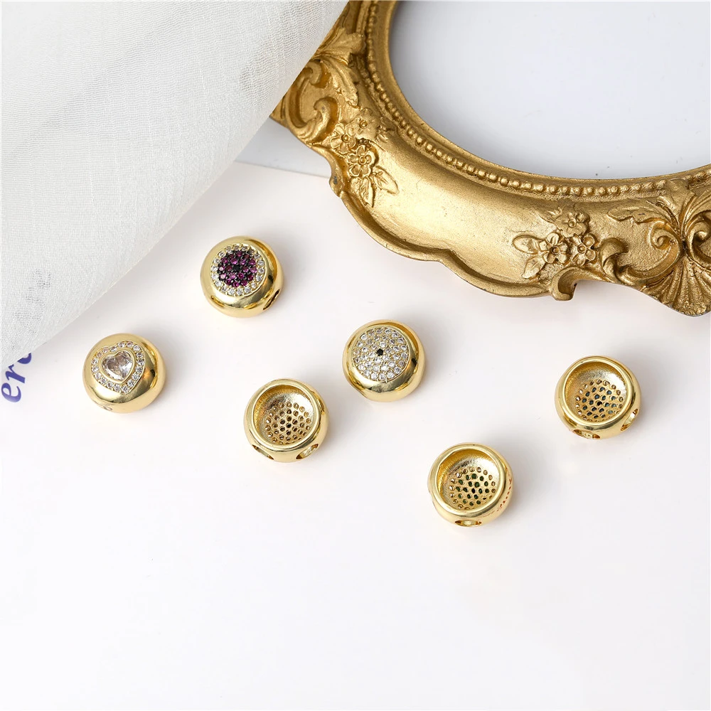 JUYA New Arrival Round CZ Bead Rhinestone Bead Caps For Handmade Necklace Bracelet Findings Jewelry Supplies