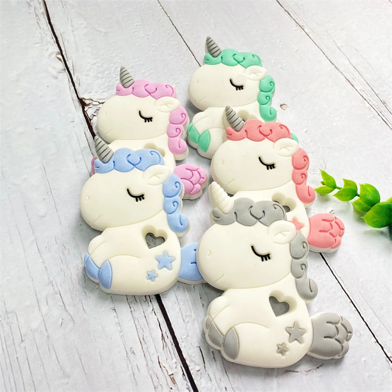 1 szt. Silikonowy Gryzak Dinozaur Kreskówkowy Zwierzę Gryzoń Naszyjnik na Zęby Spożywczy Gryzak dla Niemowląt