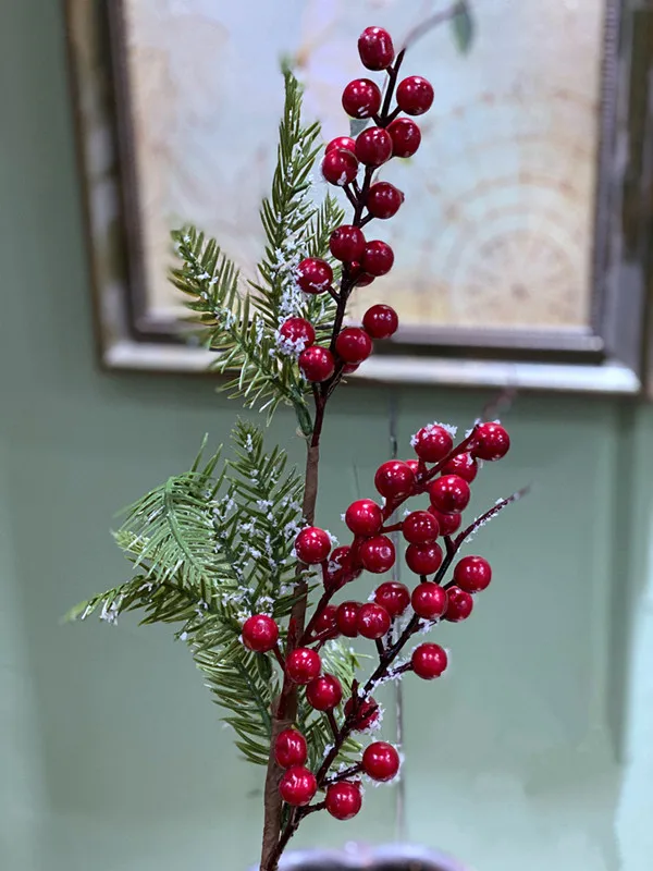 

70cm Artificial Cedar Berry Plant Branch Red Plastic Christmas Fruit Flower Arrangement Material Hotel Shop Christmas Home Decor