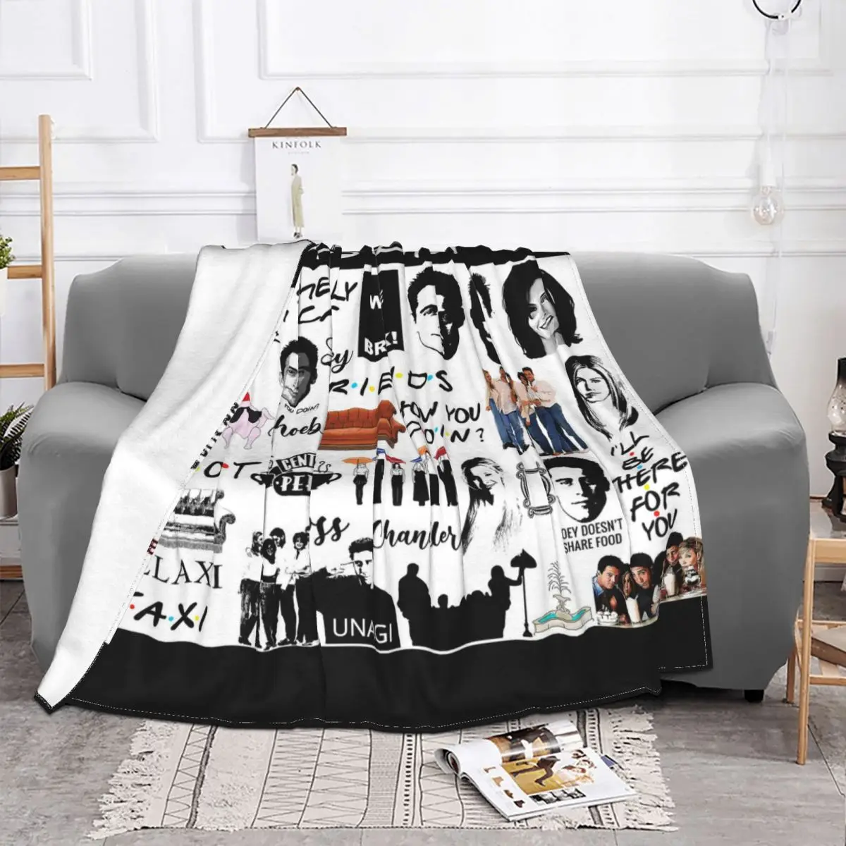 Friends TV Show Flannel Throw Blanket Cartoon American Blanket for Bed Couch Ultra-Soft Plush Thin Quilt