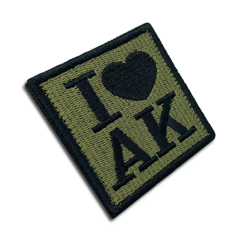 I love AK innovation Patches high quality Embroidered Creativity Badge Hook Loop Armband 3D Stick on Jacket Backpack Stickers