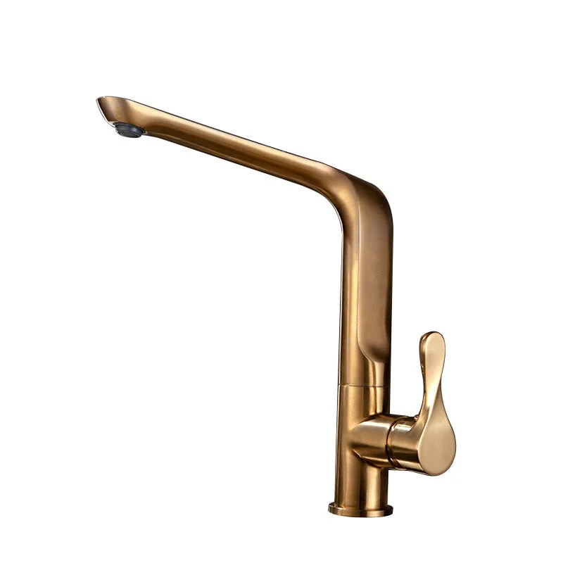 Kitchen Faucets Soild Brass Sink Mixer  Hot & Cold Taps Single Handle Unique Design Deck Mounted Brushed Gold/Black/Chrome Crane