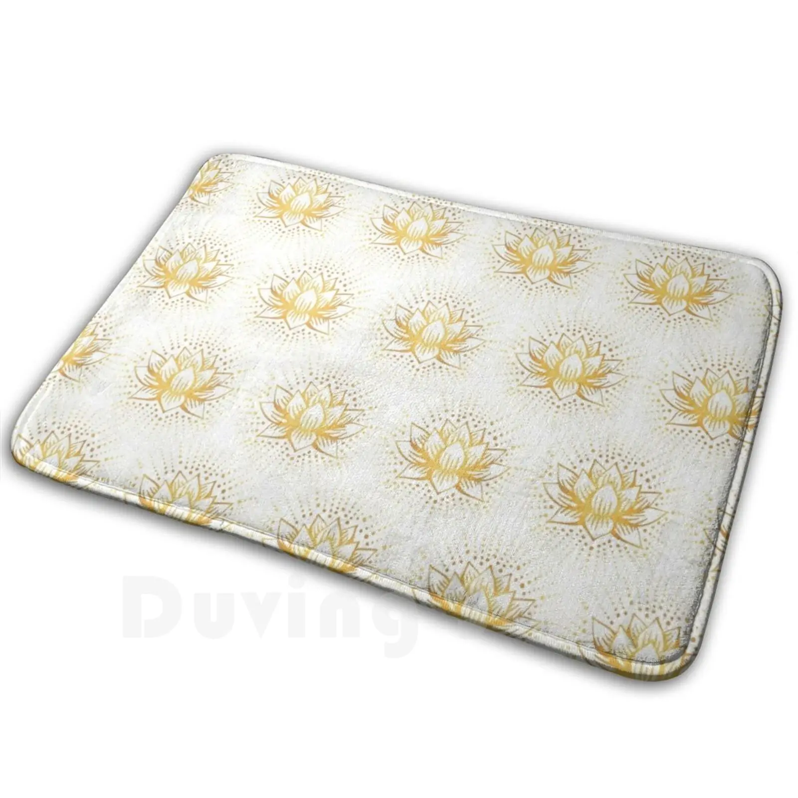 Golden Lotus Light Pattern Carpet Mat Rug Cushion Soft Awaken Ayurveda Balance Buddha Buddhism Faith Chakra Sacred