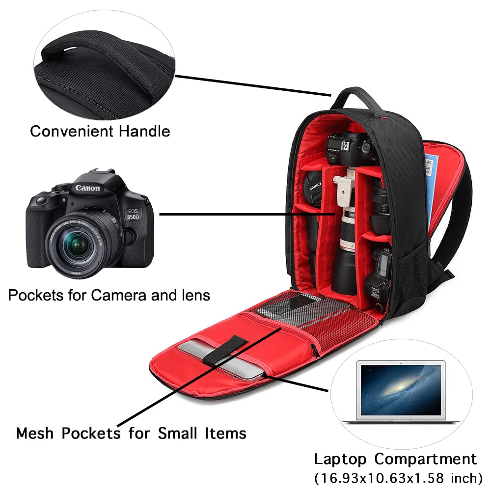 Multi-functional Camera Bag Photo Backpack Waterproof Large Capacity Portable Travel DSLR Camera Bag Digital Cameras Bag