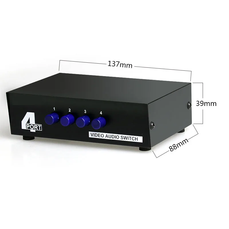 JUXIN-conmutador de Audio AV 4 en 1, caja convertidora de vídeo para HDTV, proyector LCD, DVD, RCA, 4 puertos, 3RCA