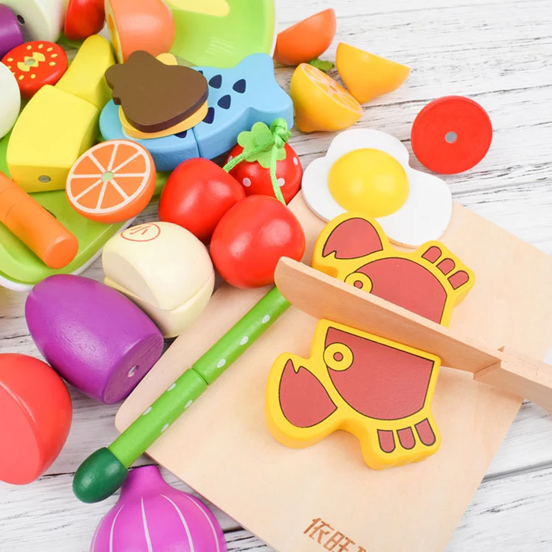 1PCS Wooden Toy Magnetic Cutting Fruit Vegetables Food Pretend Play Simulation Kitchen Role Play Educational Toys For Children