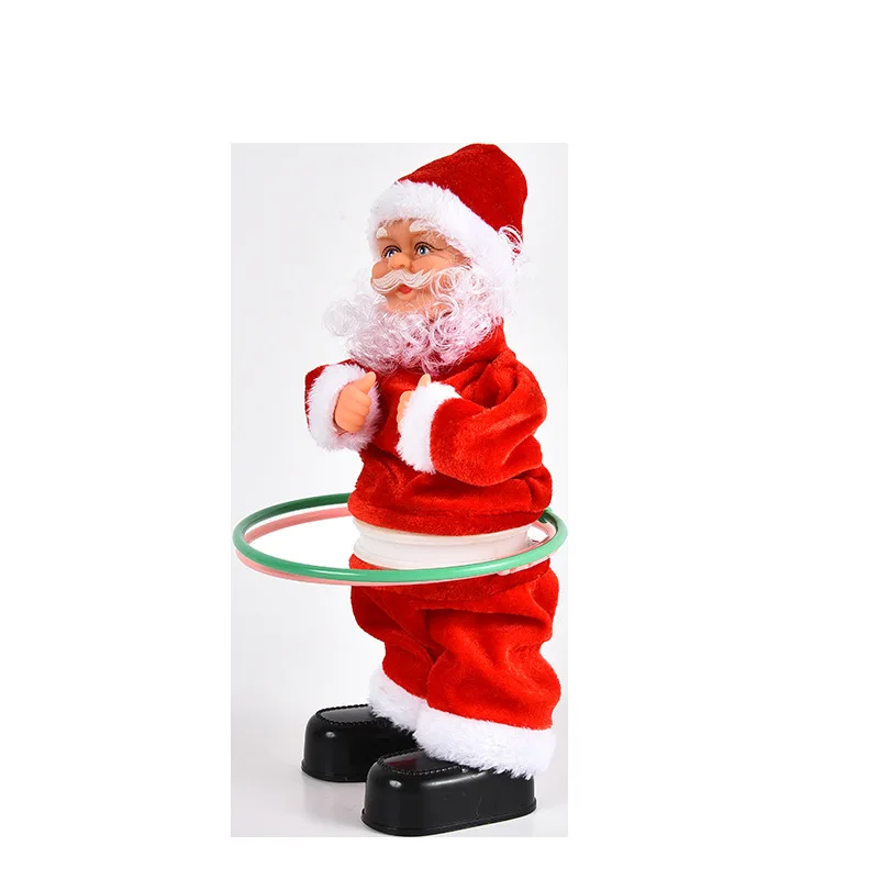 Christmas Dolls 2022 New Christmas Electric Santa Claus Turning Hula Hoop Xmas Gift for Kids