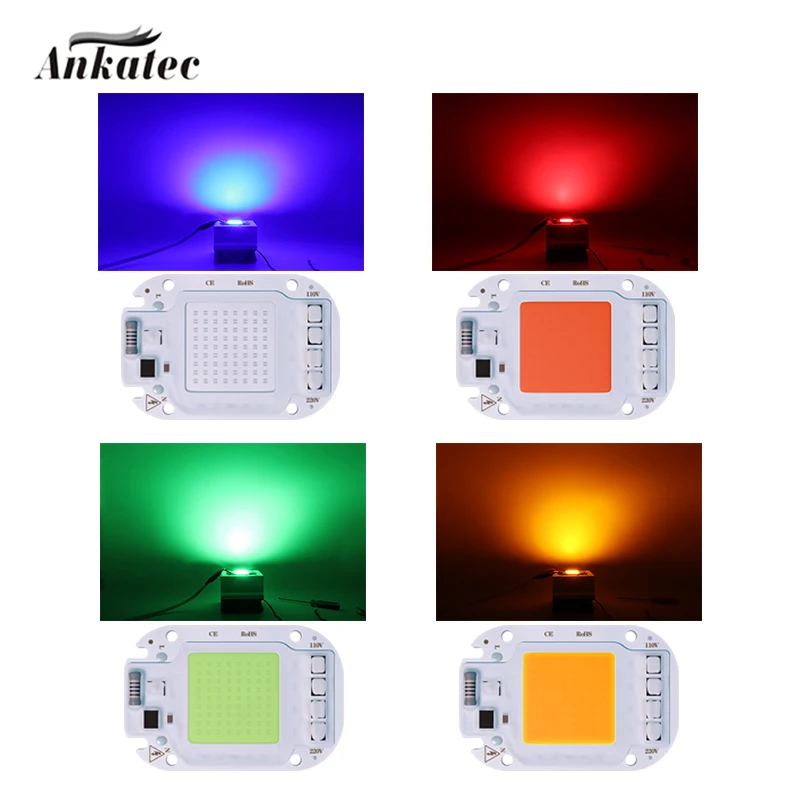 AC 110V 220V LED Chip 50W COB Chip No Need Driver Lamp Beads for Flood Light Spotlight Lamp DIY Red Green Blue White Lighting