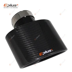 EPLUS Glossy Carbon Fiber Car Mufflers Tip Exhaust Pipe Nozzle Decoration Universal Stainless Black Oval Width 150mm