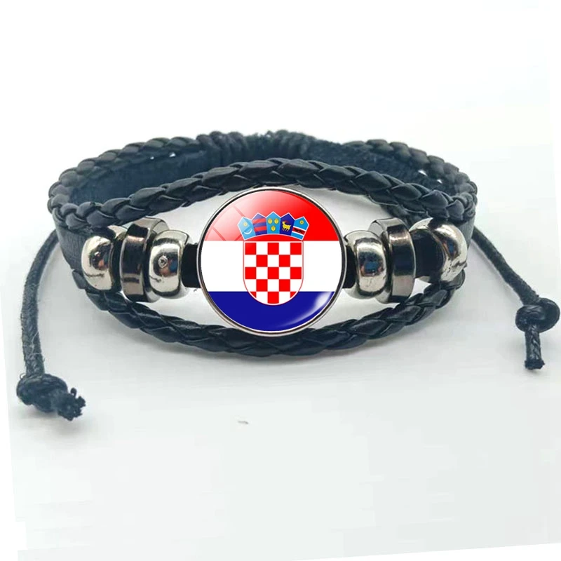 Flag Glass Bracelet Spain Italy Portugal Greece Romania Andorra Flag Picture Glass Round Bracelet Gift