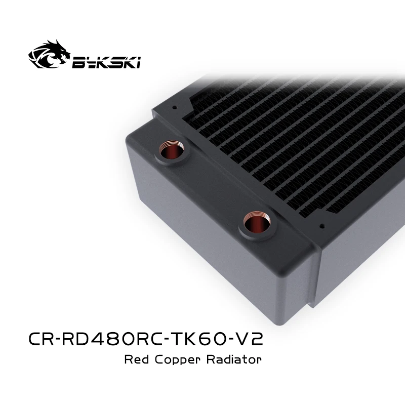 Bykski Radiateur 480 60mm, Cuivre Rouge/3 Couches 14 FPI / 120mm Ventilateur De Refroidissement par Eau Liquide de Rangée de Refroidisseur, CR-RD480RC-TK60-V2