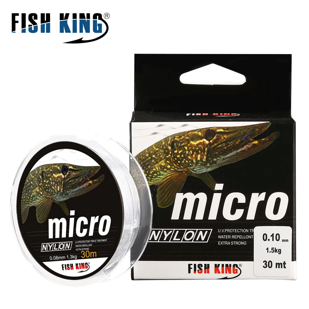 FISH KING 30M MICRO Nylon Ice Fishing Line 0.08mm-0.25mm 2.9LB-12.5LB Extra Strong Fishing Line For Winter Ice Fishing