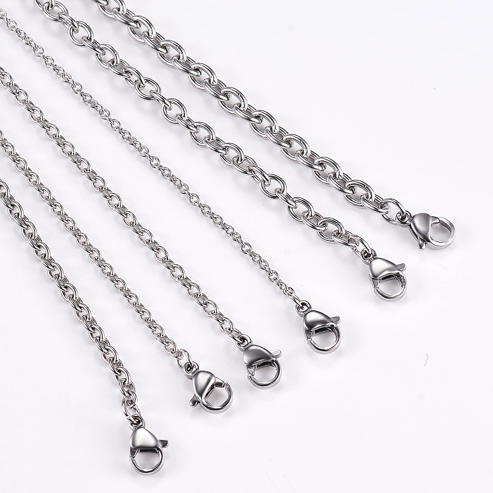 1Pc Width 1.5mm-6mm Stainless Steel Cross O Chain Necklace For Women Men DIY Jewelry Thin Bracelet Necklace image 3